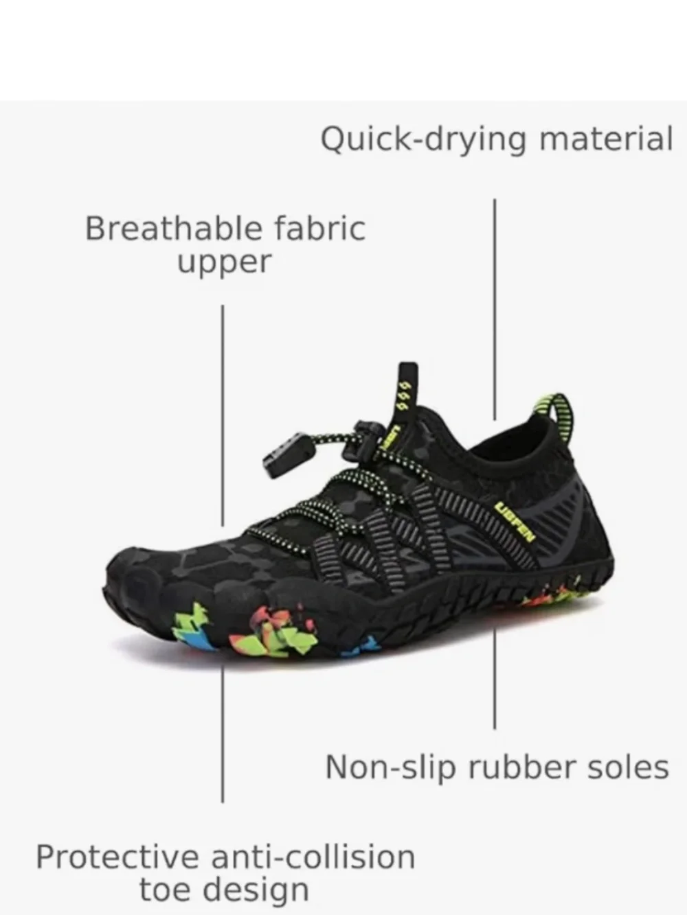 UBFEN Kids Water Shoes for Boys Girls Quick-Dry Swim Aqua Socks Size 36/ 5